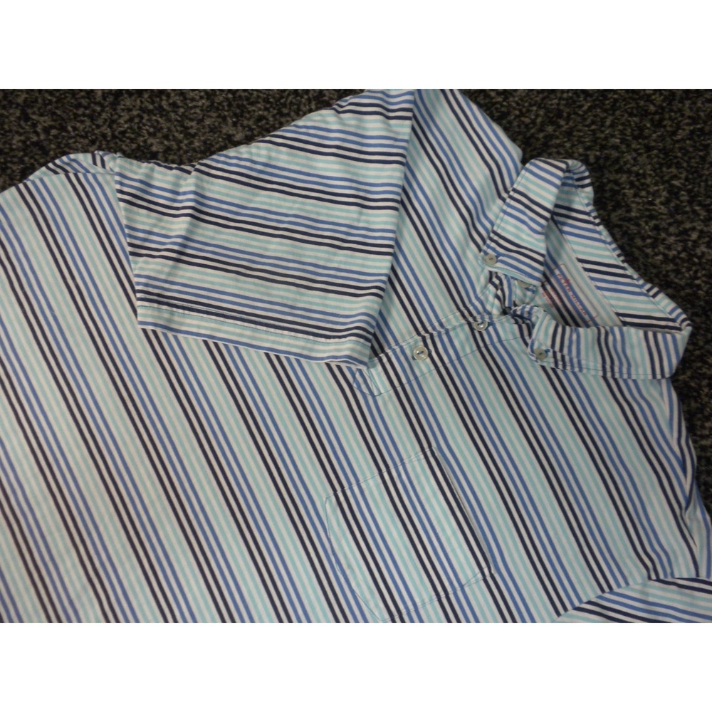 Peter Millar Polo Shirt Mens L Blue Striped Pima‎ Golf Preppy Ivy Short Sleeve